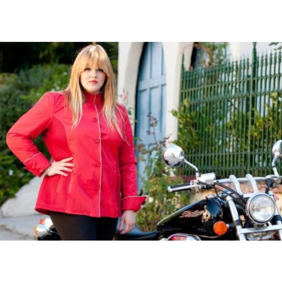 GOGO GEAR Cafe Red Motorcycle Jacket Size 2 - Picture 1 of 16